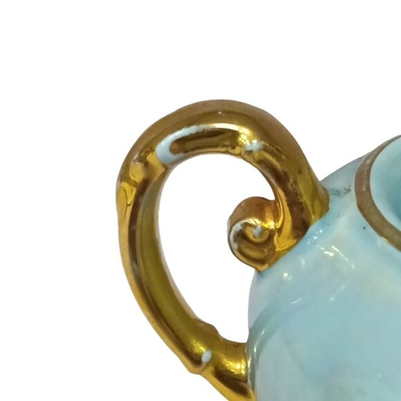 Vintage Lusterware Iridescent Duck‎ Egg Blue 22k Gold Trim Lidded Sugar Bowl - Picture 11 of 14